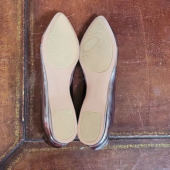 NINE WEST POINTED ROSE GOLD METALLIC SLIP-ON WOMEN"S FLAT SHOE - Picture 13 of 15